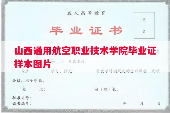 山西通用航空职业技术学院毕业证样本图片