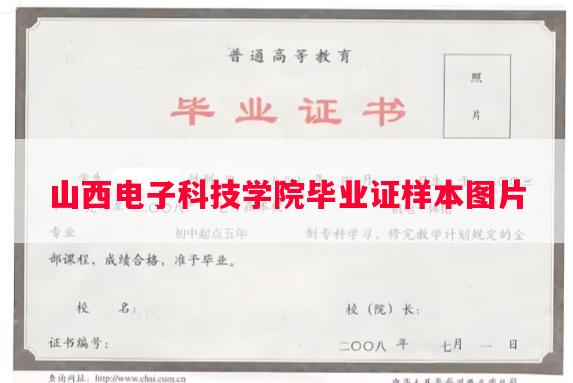 山西电子科技学院毕业证样本图片