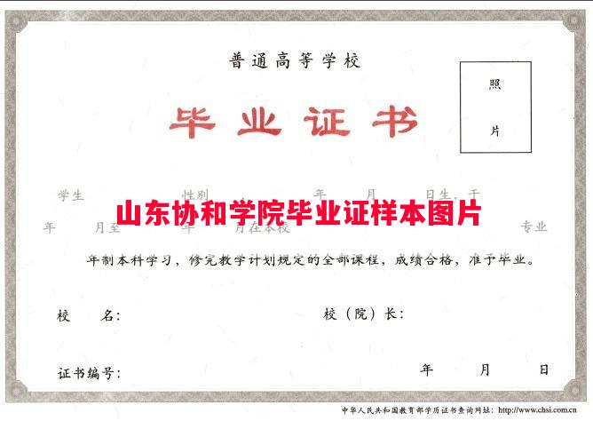 山东协和学院毕业证样本图片