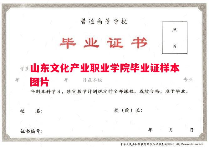山东文化产业职业学院毕业证样本图片