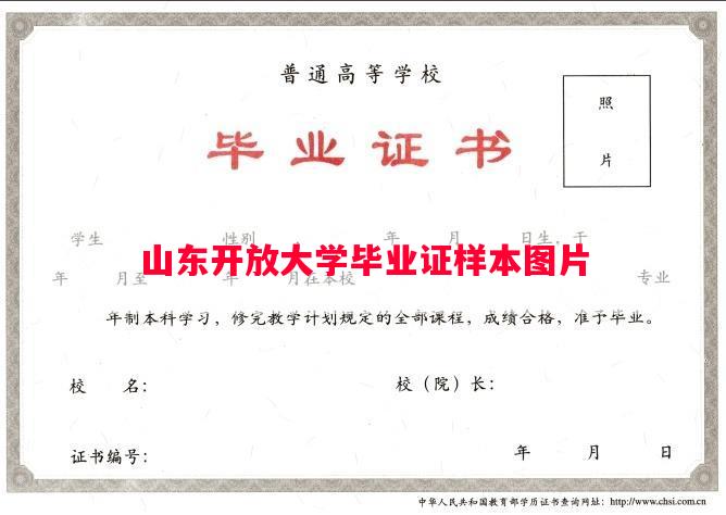 山东开放大学毕业证样本图片
