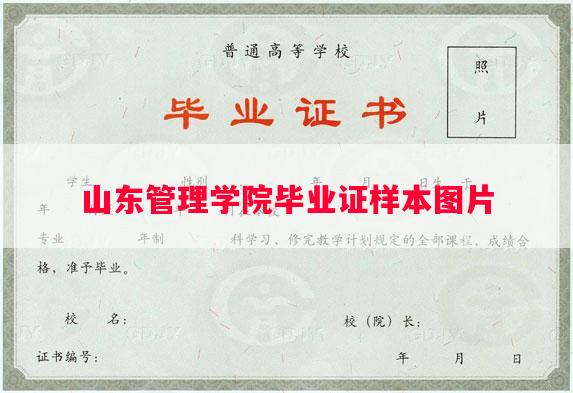 山东管理学院毕业证样本图片