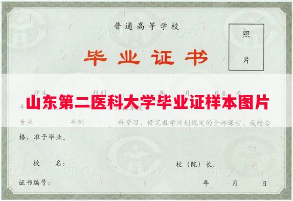 山东第二医科大学毕业证样本图片