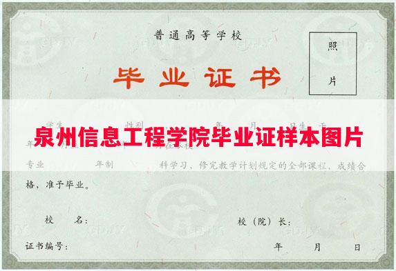 泉州信息工程学院毕业证样本图片