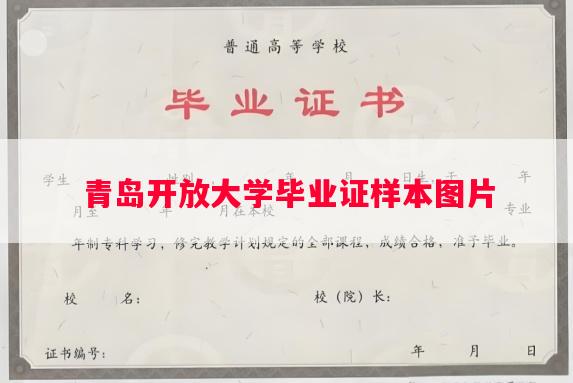 青岛开放大学毕业证样本图片