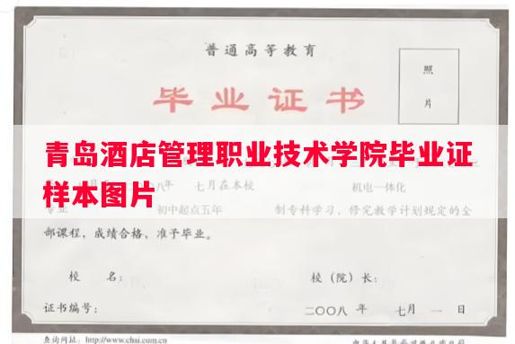 青岛酒店管理职业技术学院毕业证样本图片