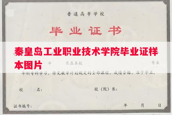 秦皇岛工业职业技术学院毕业证样本图片