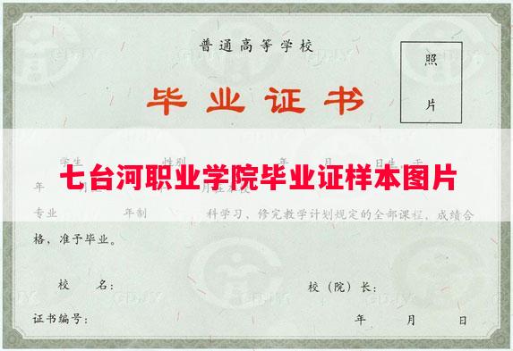 七台河职业学院毕业证样本图片