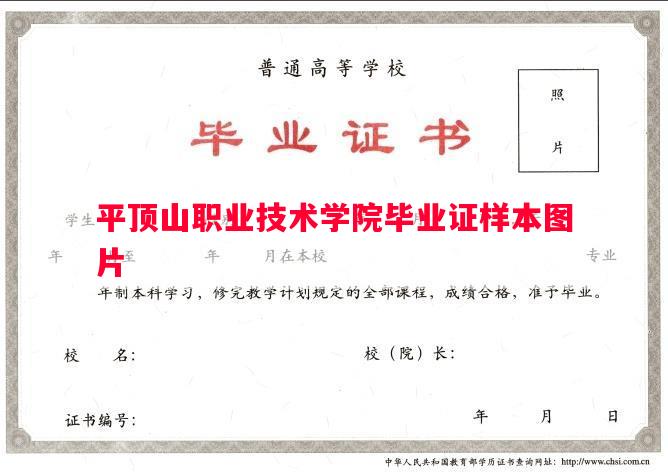 平顶山职业技术学院毕业证样本图片
