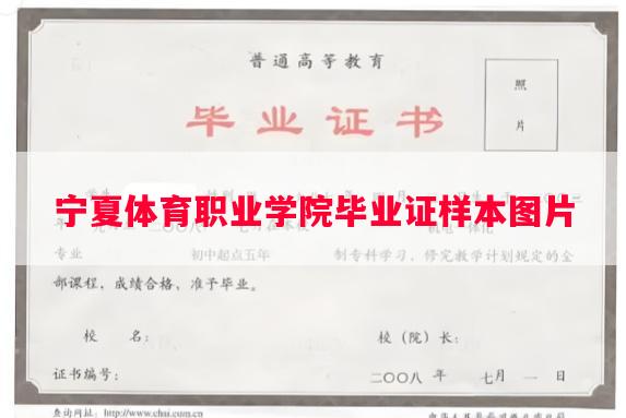 宁夏体育职业学院毕业证样本图片