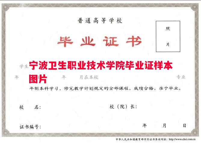 宁波卫生职业技术学院毕业证样本图片
