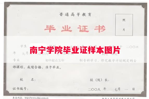 南宁学院毕业证样本图片