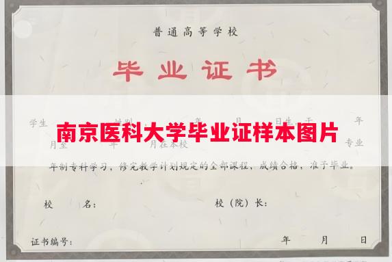 南京医科大学毕业证样本图片