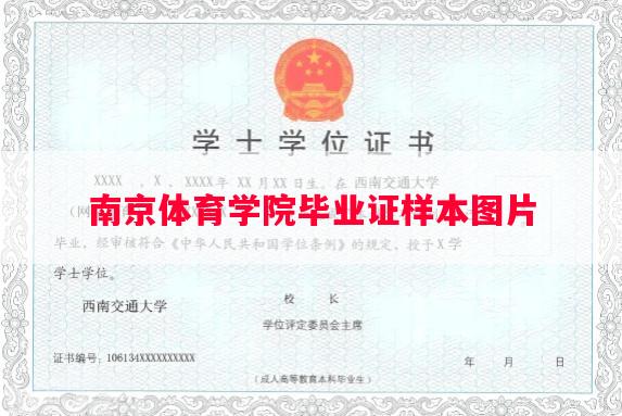 南京体育学院毕业证样本图片