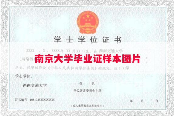 南京大学毕业证样本图片