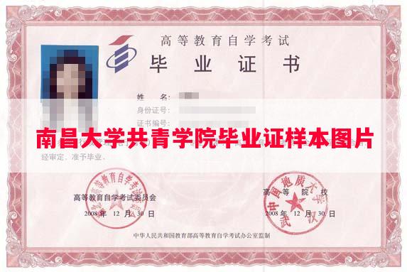 南昌大学共青学院毕业证样本图片