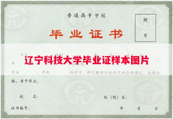 辽宁科技大学毕业证样本图片