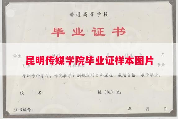 昆明传媒学院毕业证样本图片