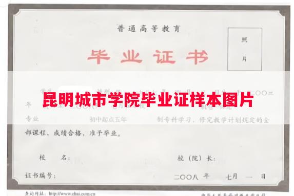 昆明城市学院毕业证样本图片