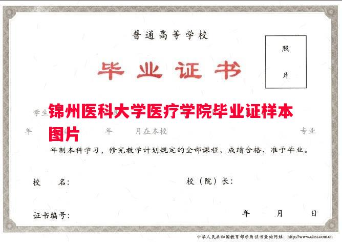 锦州医科大学医疗学院毕业证样本图片