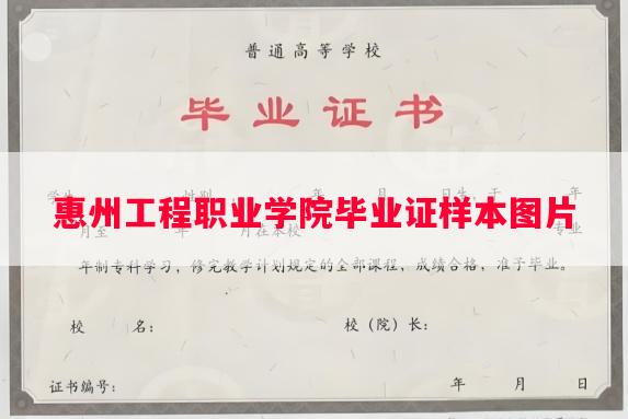 惠州工程职业学院毕业证样本图片