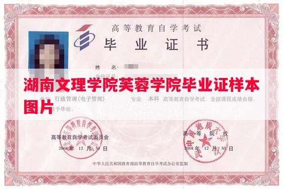 湖南文理学院芙蓉学院毕业证样本图片