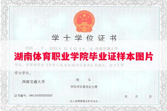 湖南体育职业学院毕业证样本图片