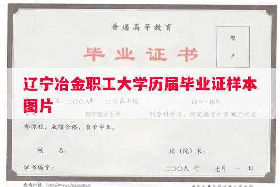 辽宁冶金职工大学历届毕业证样本图片