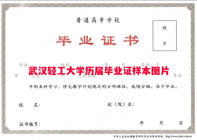 武汉轻工大学历届毕业证样本图片