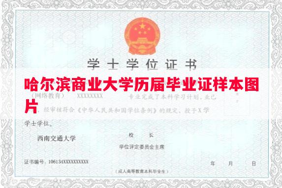 哈尔滨商业大学历届毕业证样本图片