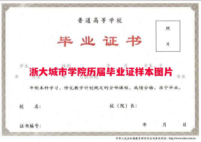 浙大城市学院历届毕业证样本图片